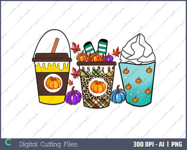 Fall Coffe AI PNG Sublimation Files