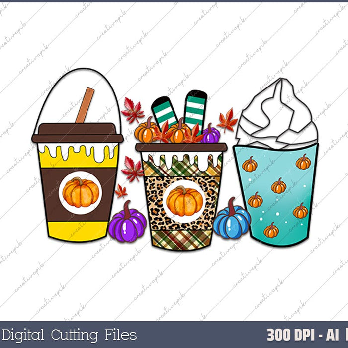 Fall Coffe AI PNG Sublimation Files