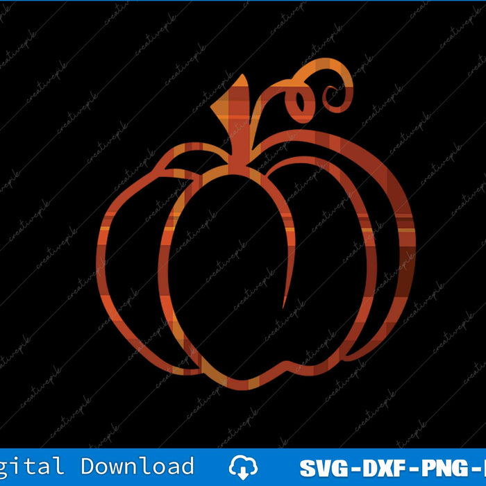 Fall Pumpkin Cute Thanksgiving Autumn Buffalo Plaid Pumpkin SVG PNG File