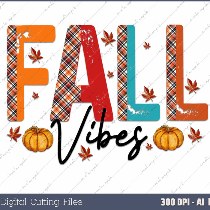 Fall Vibes Groovy Thanksgiving Autumn Fall Lover AI PNG Sublimation File