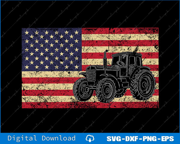 Farm Tractors USA Flag Patriotic Farming SVG PNG Cutting Printable File