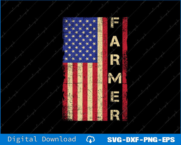 Farmer Tractors USA American Flag Patriotic Farming SVG PNG File