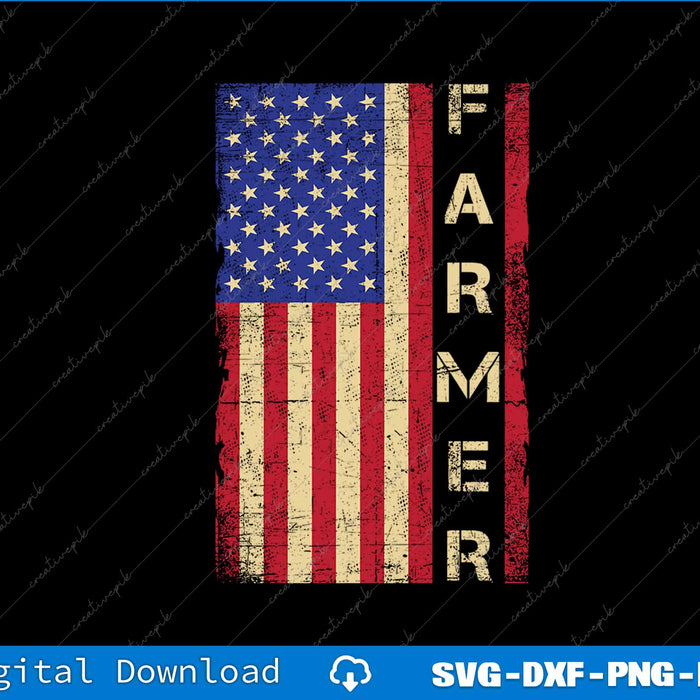 Farmer Tractors USA American Flag Patriotic Farming SVG PNG File