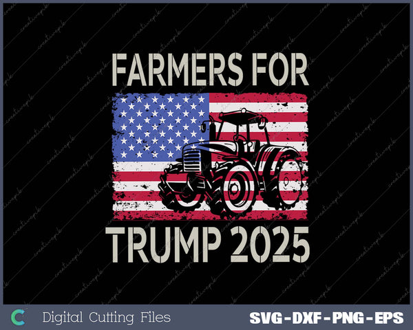 Farmers For Trump 2025 Patriotic Farming American Flag Party 