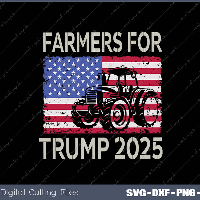 Farmers For Trump 2025 Patriotic Farming American Flag Party 