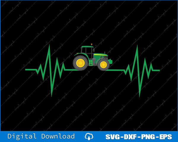 Farming Tractor Heartbeat SVG PNG Cutting Printable File
