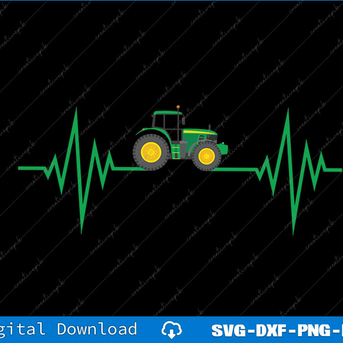 Farming Tractor Heartbeat SVG PNG Cutting Printable File