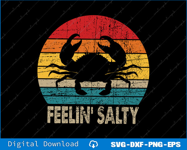 Feelin Salty Maryland Crab Sunset Graphic SVG PNG Printable Files