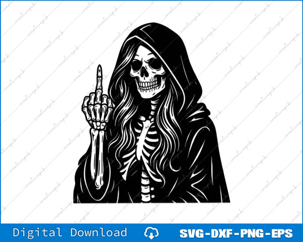 Female Grim Reaper Skeleton SVG PNG Cutting Printable File