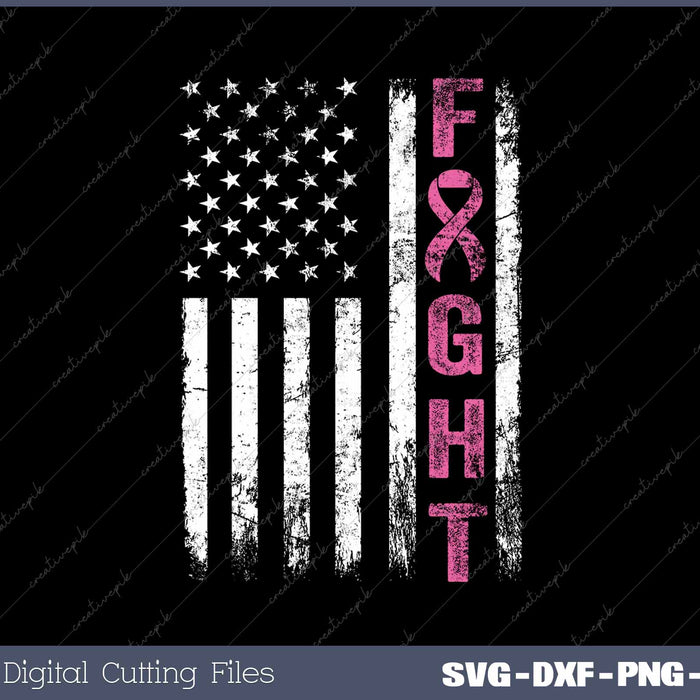 Fight Breast Survivor American Flag Breast Cancer Awareness