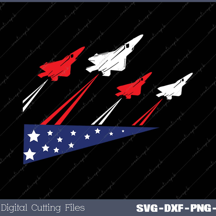 Fighter Jet American 4th of July Flag Patriotic