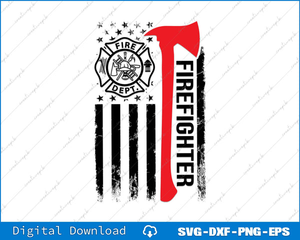 Firefighter American Flag SVG PNG Cutting Printable File