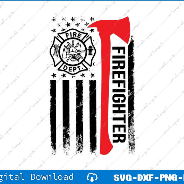 Firefighter American Flag SVG PNG Cutting Printable File