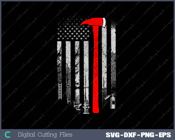 Firefighter American Patriotic USA Flag of Tools 