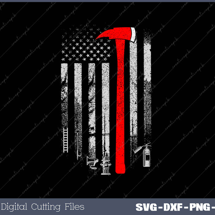 Firefighter American Patriotic USA Flag of Tools 