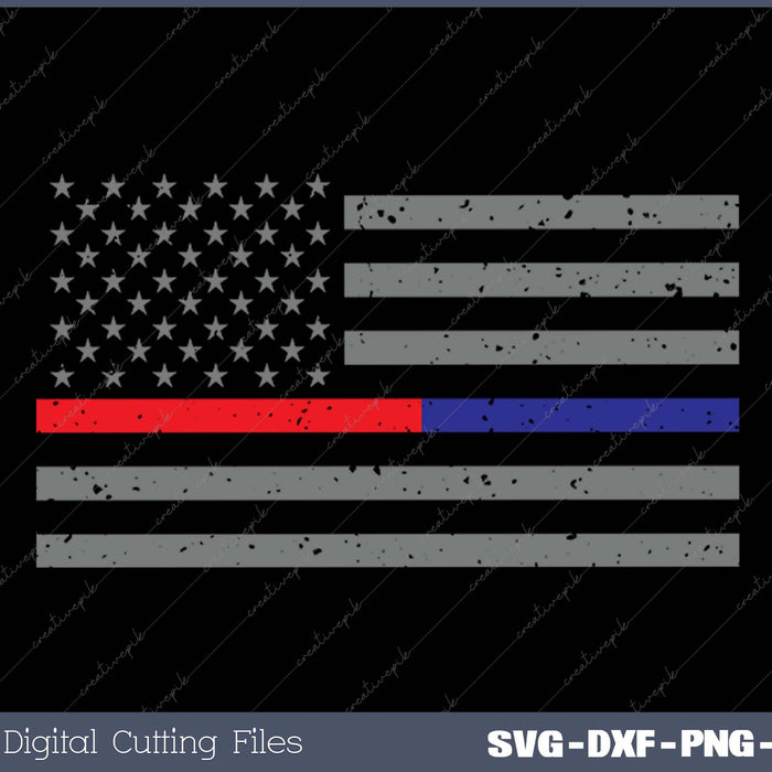 Firefighter Police Flag Thin Red Blue Line SVG PNG Cutting Printable Files
