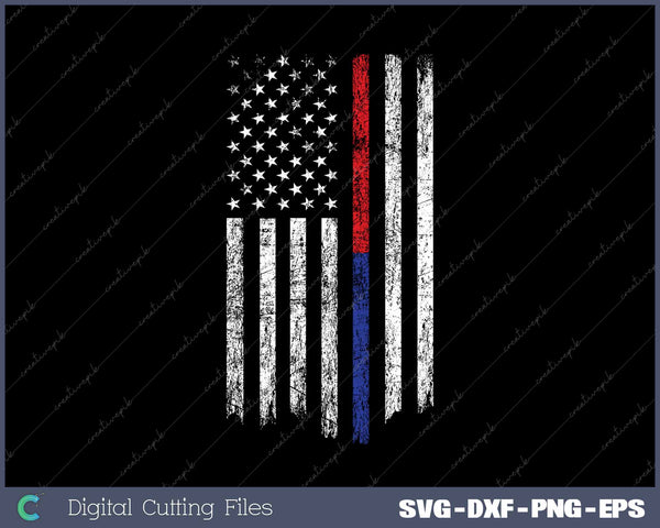 Firefighter Police Officer Thin Red Blue Line American Flag