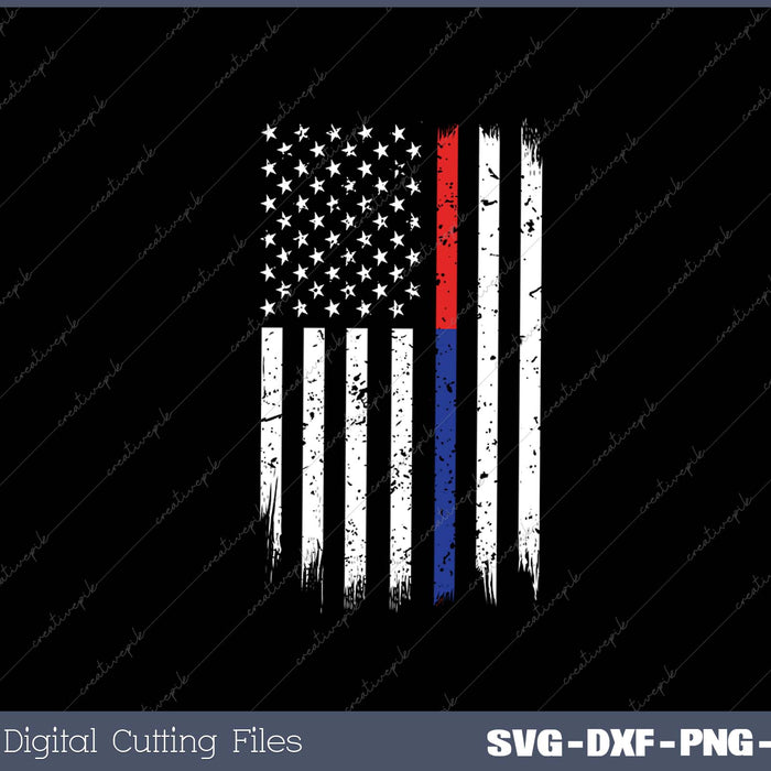 Firefighter Police Officer Thin Red Blue Line American Flag SVG PNG Cutting Printable Files