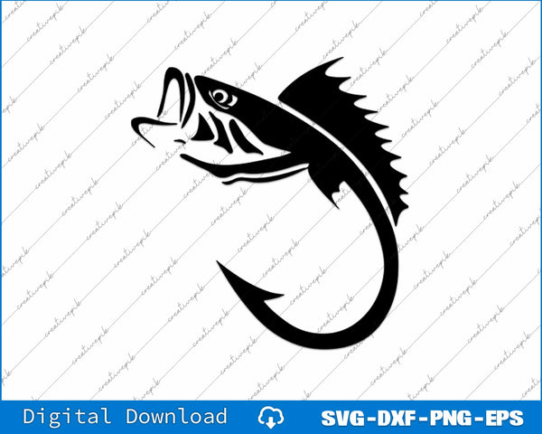 Fish Hook Minimal Art Cool Fishing Lover Art SVG PNG Cutting File