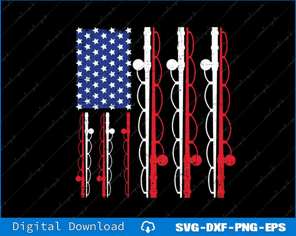 Fishing American Flag SVG PNG Cutting Printable File