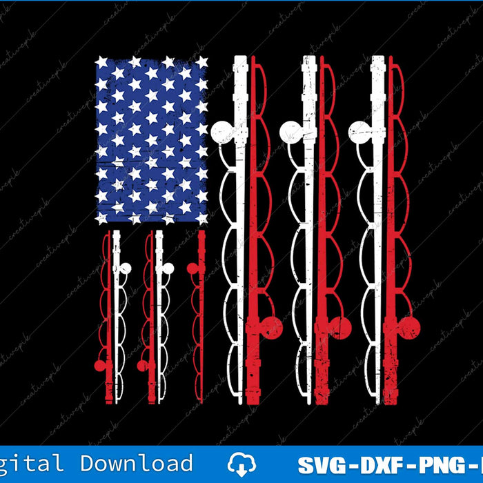 Fishing American Flag SVG PNG Cutting Printable File