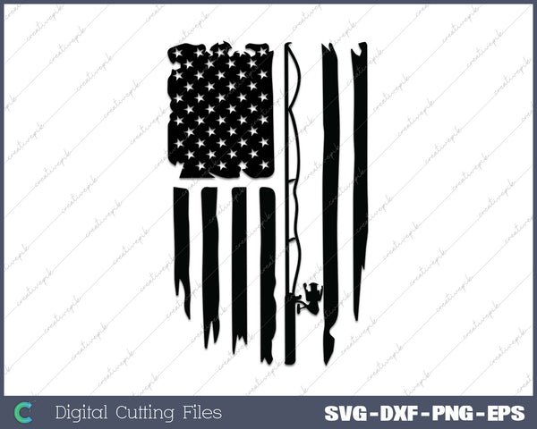 Fishing Distressed American Flag