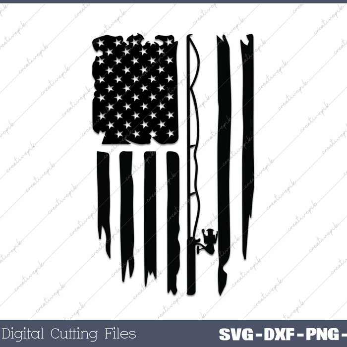 Fishing Distressed American Flag