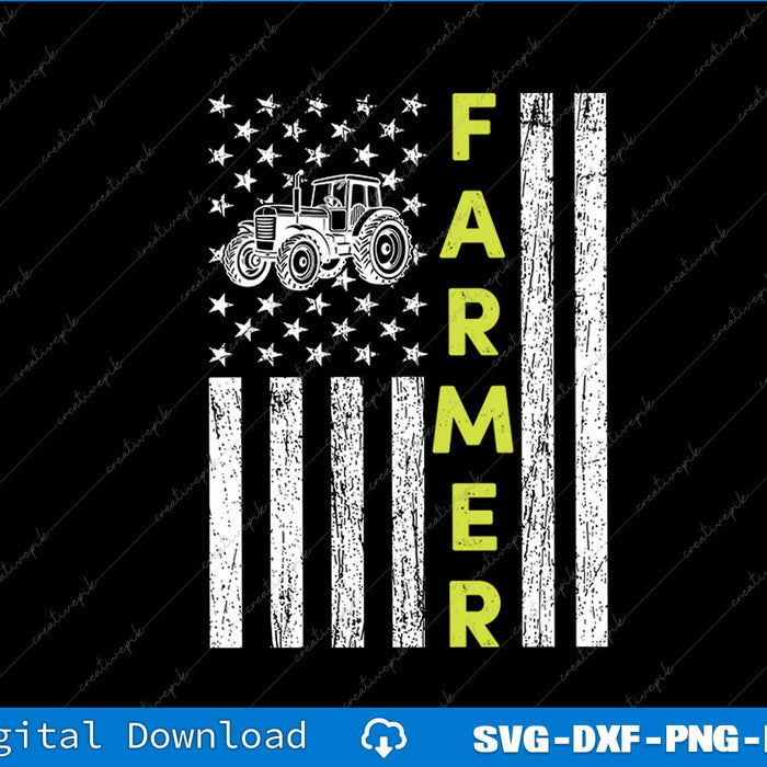 Flag With Tractor Patriotic Farmer SVG PNG Cutting Printable File