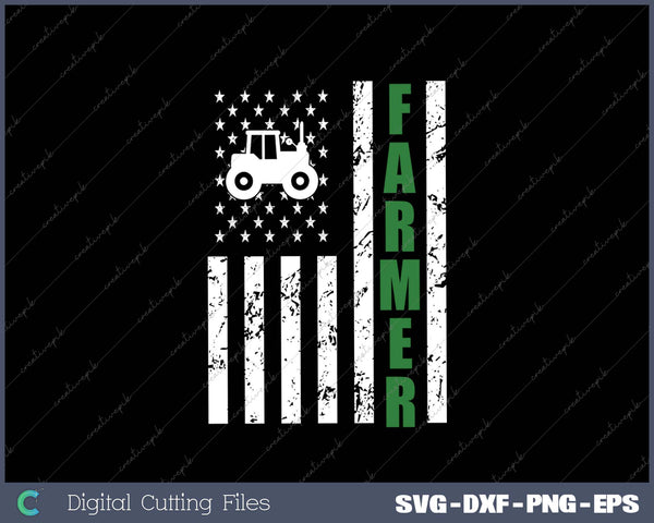 Flag with Tractor - Patriotic Farmer SVG PNG Cutting Printable Files