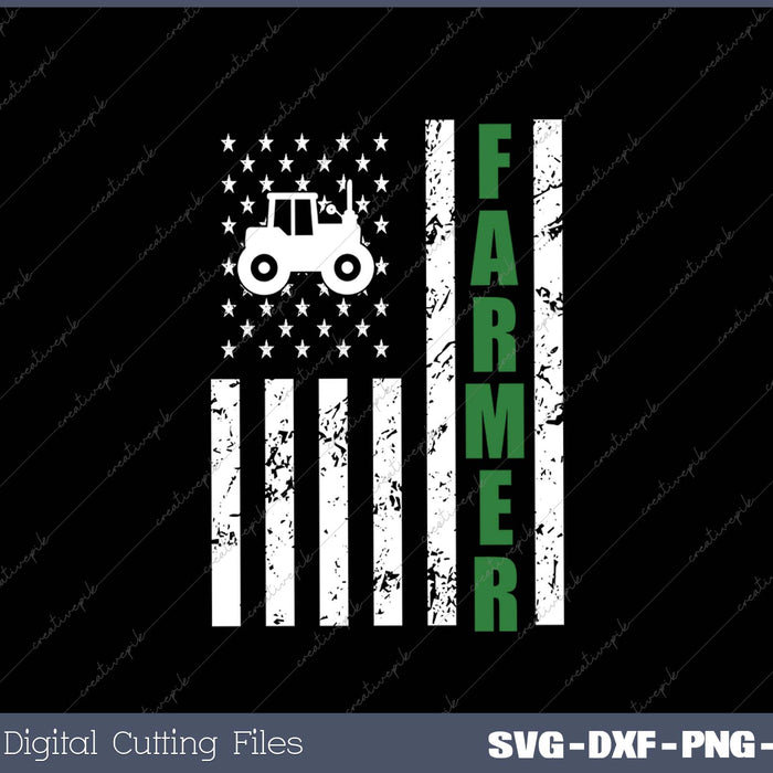 Flag with Tractor - Patriotic Farmer SVG PNG Cutting Printable Files