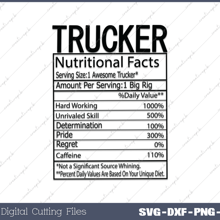 Flatbedder Truck Driver Nutrition Facts Flatbed Trucker