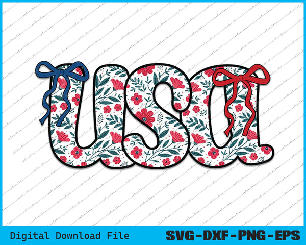 Floral Coquette USA Retro America 4th Of July SVG PNG Printable Files