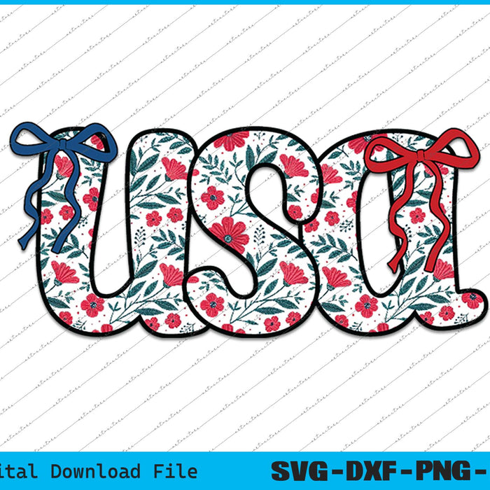 Floral Coquette USA Retro America 4th Of July SVG PNG Printable Files