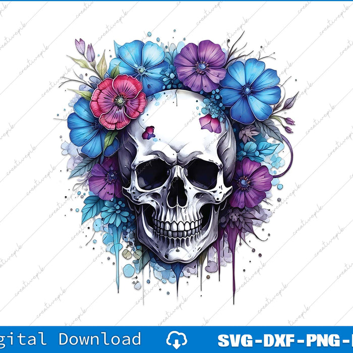 With Our Floral Skull PNG Cutting Printable File