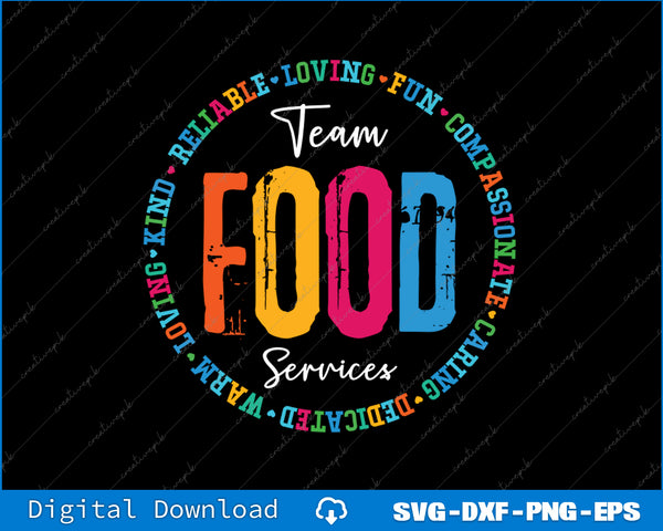 Food Services Team Cafeteria Crew Helper School Admin Squad SVG PNG Printable File