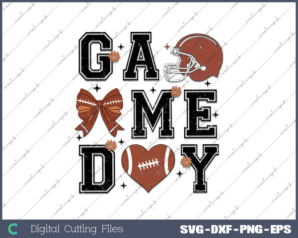 Football Game Day Football Bow SVG PNG Printable Files