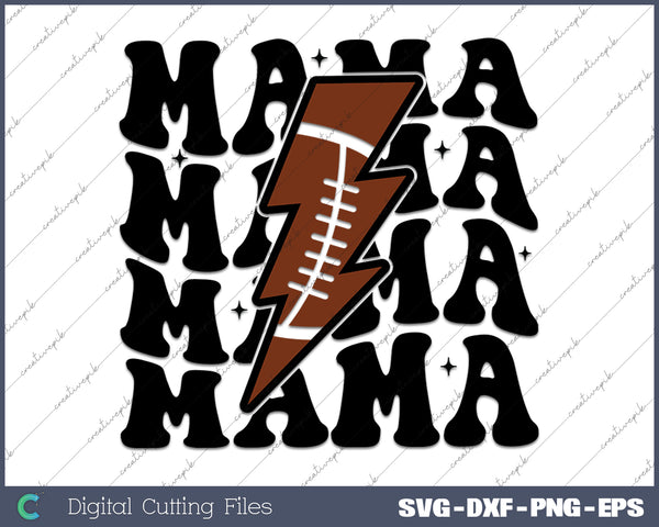 Football Mama Lightning Bolt Football Sports SVG PNG Cutting Printable Files