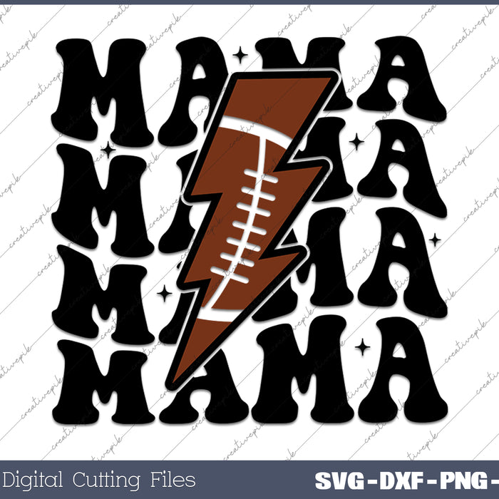 Football Mama Lightning Bolt Football Sports SVG PNG Cutting Printable Files