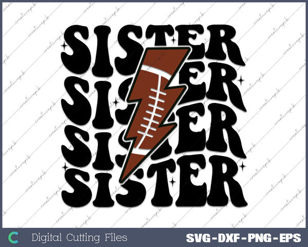 Football Sister Lightning Bolt Sports SVG PNG Printable Files