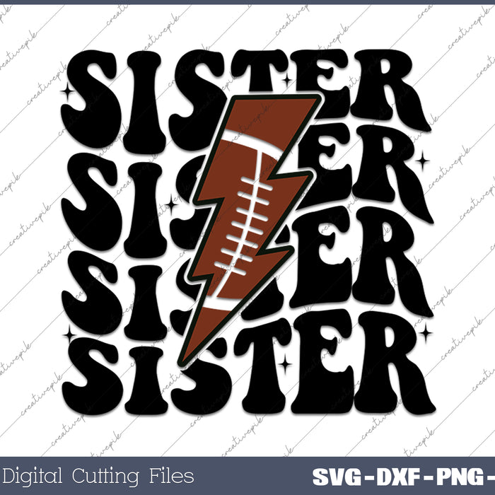 Football Sister Lightning Bolt Sports SVG PNG Printable Files