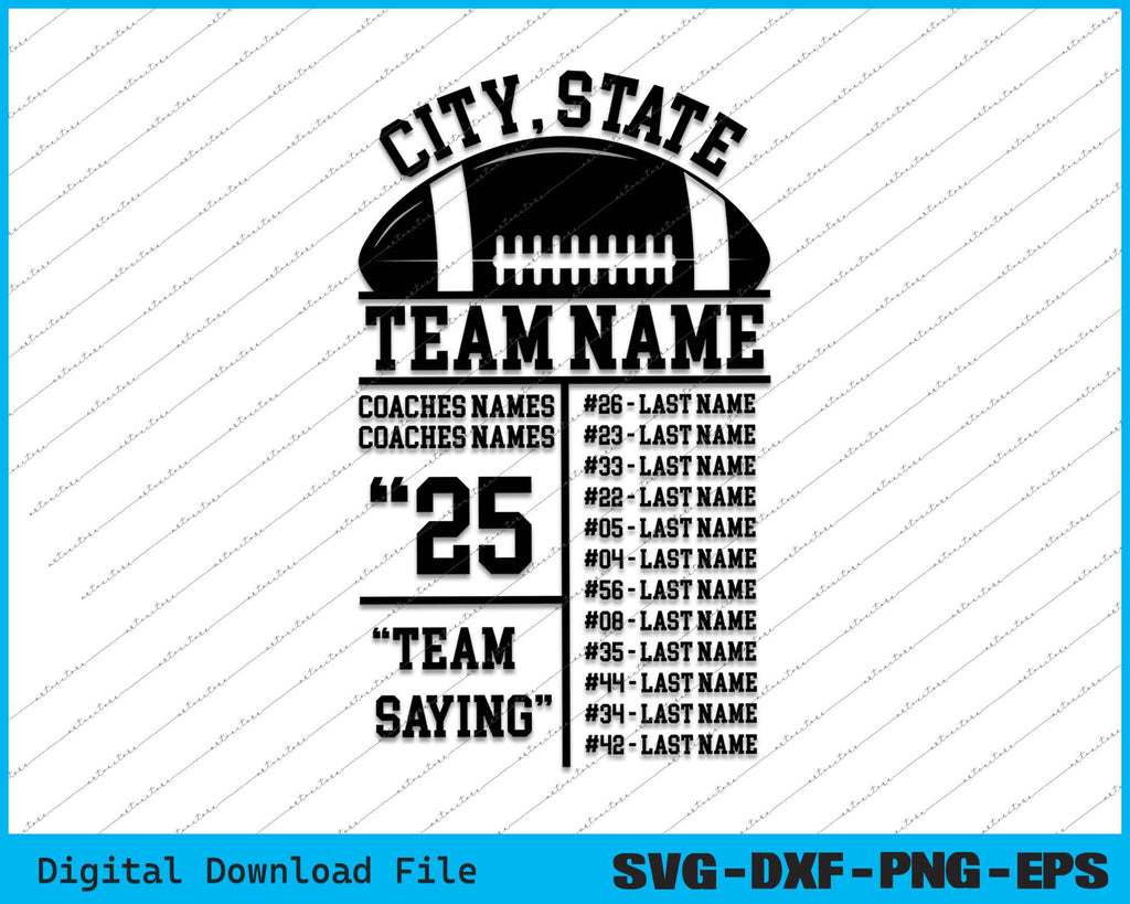Football Team Roster Template SVG PNG Cutting Printable Files – creativepik