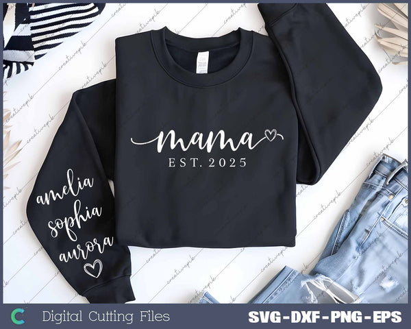 Mama 2025 Personalized Established Year SVG PNG Cutting Printable Files