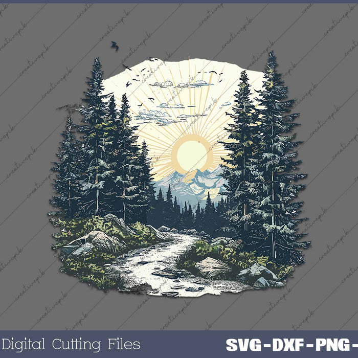 Forest Landscape Nature Scenic Trees Sunset