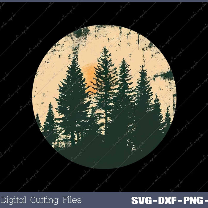 Forest Scene Mountain Silhouette 