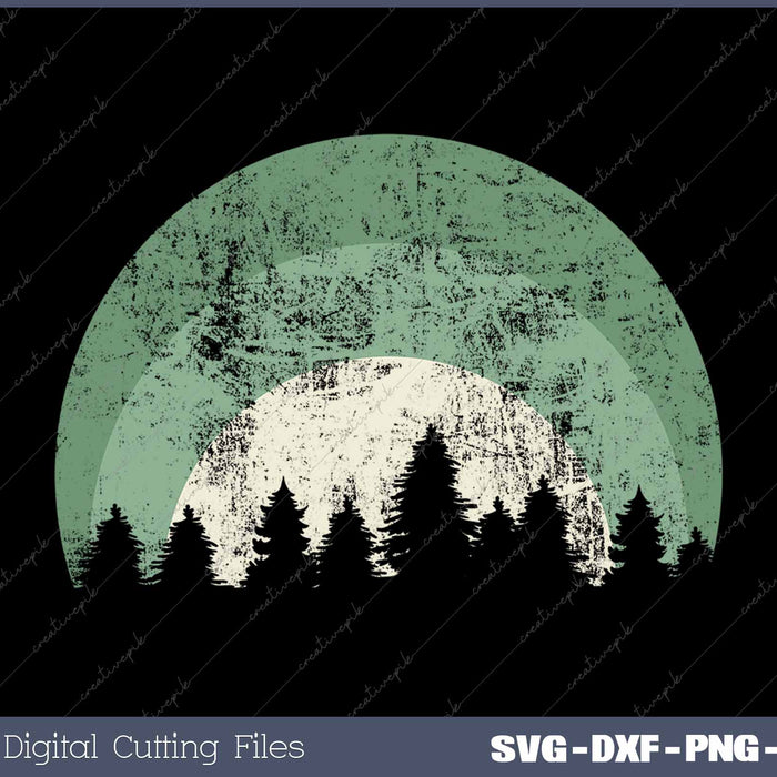Forest of Evergreen Tree Silhouette Distressed Trees