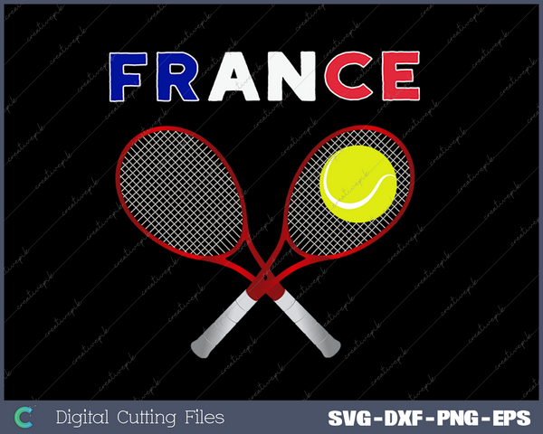 France Flag Tennis Ball Racket SVG PNG Cutting Printable Files