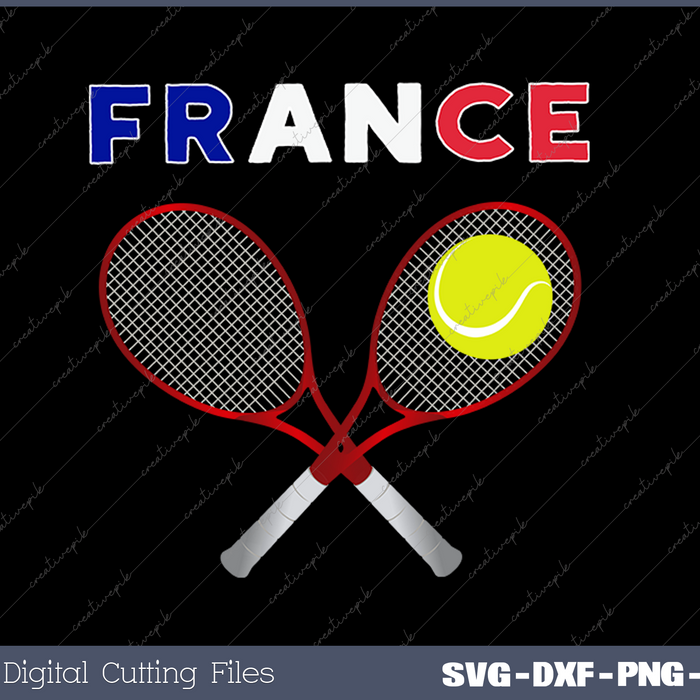 France Flag Tennis Ball Racket SVG PNG Cutting Printable Files