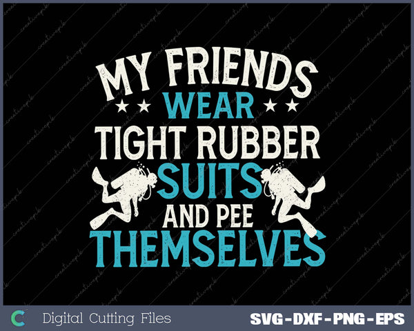 Friends Wear Tight Rubber Suits Scuba Diving Scuba Diver