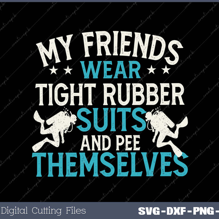 Friends Wear Tight Rubber Suits Scuba Diving Scuba Diver