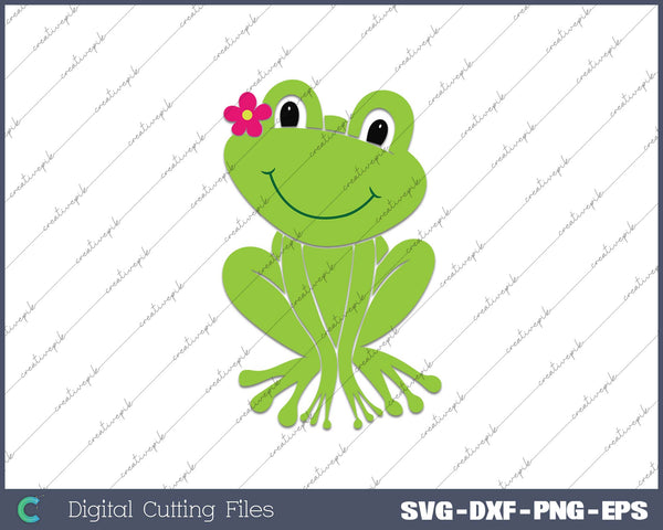 Frog with flower SVG PNG Cutting Printable Files